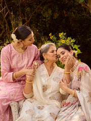 Printed Organza Saree and Resham Embroidered Chanderi Suit Set with Dupatta (Pack of 3)
