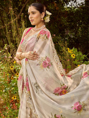 Sequin Embroidery & Printed Organza Saree