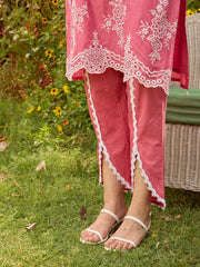 Thread Embroidery Cotton Blend Kurta With Dhoti