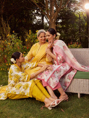 Printed Cotton Kurta with Pant and Resham Embroidered Suit Set with Dupatta (Pack of 3)