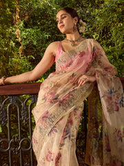 Sequin Embroidery Organza Saree