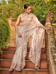 Sequin Embroidery Organza Saree