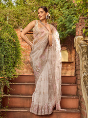 Sequin Embroidery Organza Saree