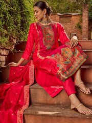 Banarasi Embroidery Kurta With Pants & Dupatta