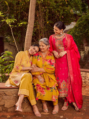 Embroidered Cotton Kurta with Pants and Dupatta (Pack of 3)