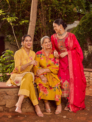 Embroidered Cotton Kurta with Pants and Dupatta (Pack of 3)