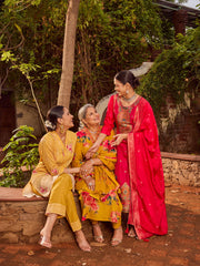 Embroidered Cotton Kurta with Pants and Dupatta (Pack of 3)