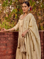 Bead Work Tissue Kurti With Sharara & Dupatta