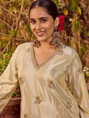 Sequins Embroidered Tissue Kurta With Palazzo