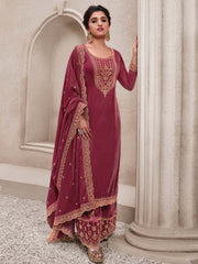 Embroidered Velvet Unstitched Suit Piece With Dupatta