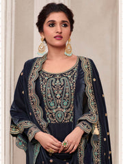 Embroidered Velvet Unstitched Suit Piece With Dupatta