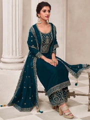 Embroidered Velvet Unstitched Suit Piece With Dupatta