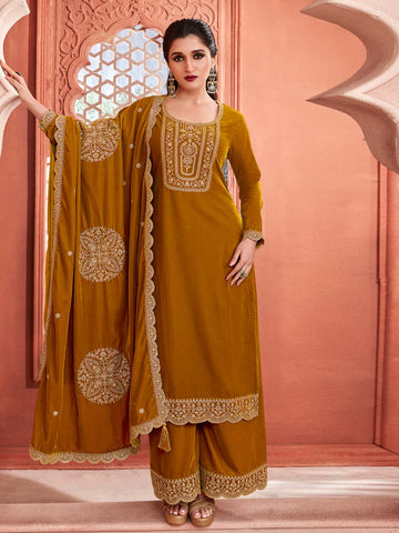 Embroidered Velvet Unstitched Suit Piece With Dupatta