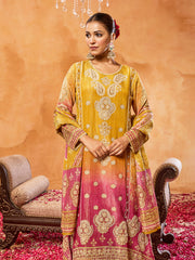 Embroidered Tissue Kurta With Pants & Dupatta
