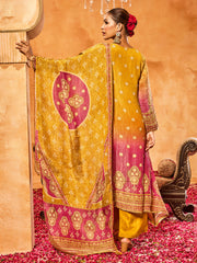 Embroidered Tissue Kurta With Pants & Dupatta
