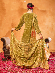 Embroidered Tissue Kurta With Pants & Dupatta