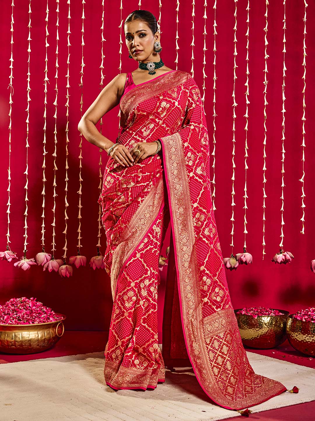 Gharchola Plain Georgette Saree