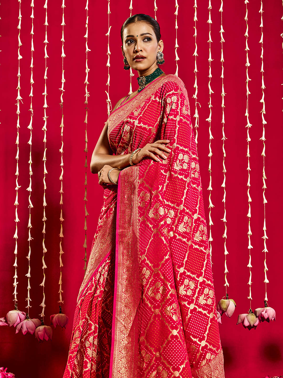 Gharchola Plain Georgette Saree