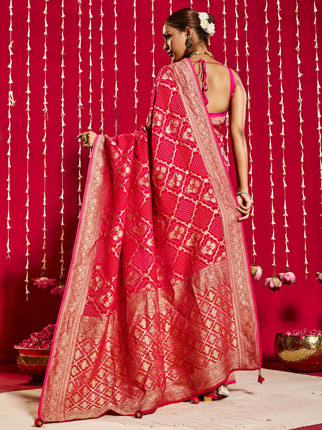 Gharchola Plain Georgette Saree