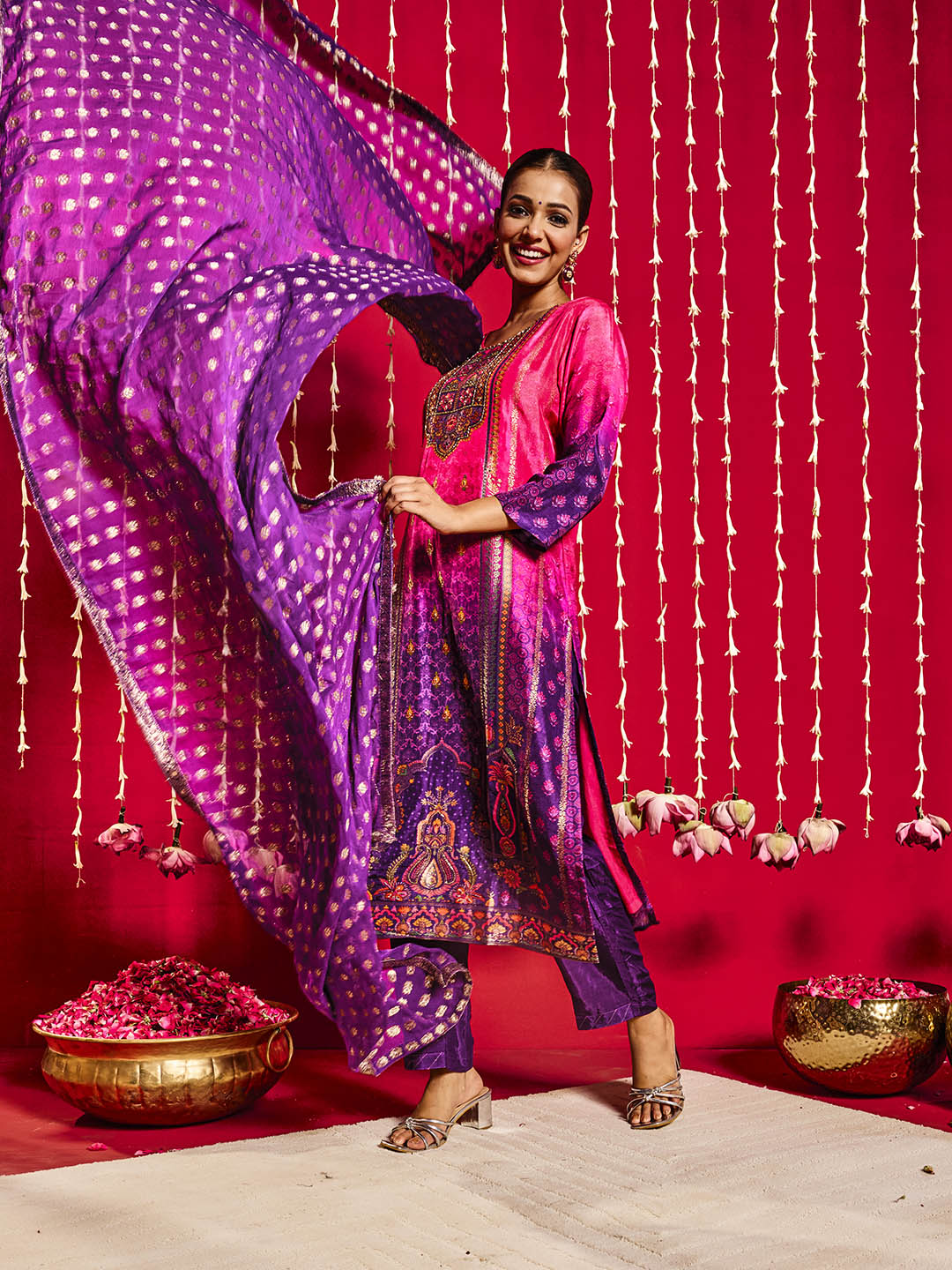 Banarasi Kurta With Pants & Dupatta