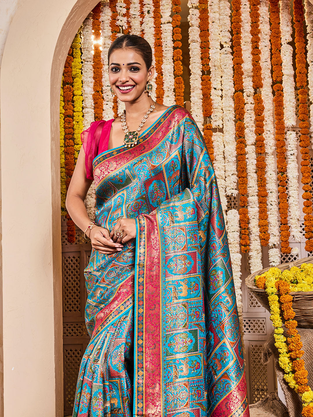 Resham Border Art Silk Saree