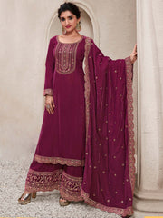 Embroidered Velvet Unstitched Suit Piece With Dupatta