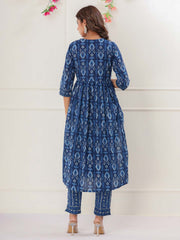 Floral Printed Cotton Kurta With Pants & Dupatta