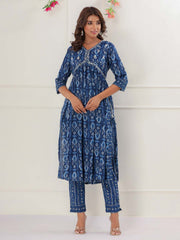 Floral Printed Cotton Kurta With Pants & Dupatta