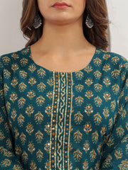 Floral Print Cotton Kurta With Pants & Dupatta