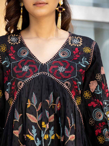 Floral Embroidered Cotton Dress