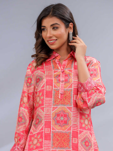 Printed Muslin Kurta Set