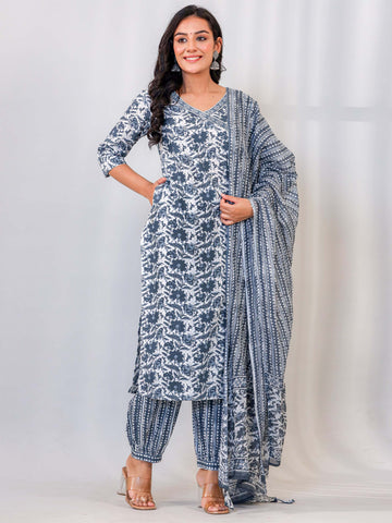 Angrakha Cotton Printed Suit Set