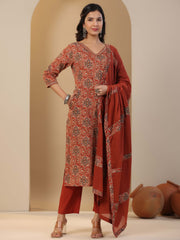 Floral Printed Cotton Stitched Suit Set