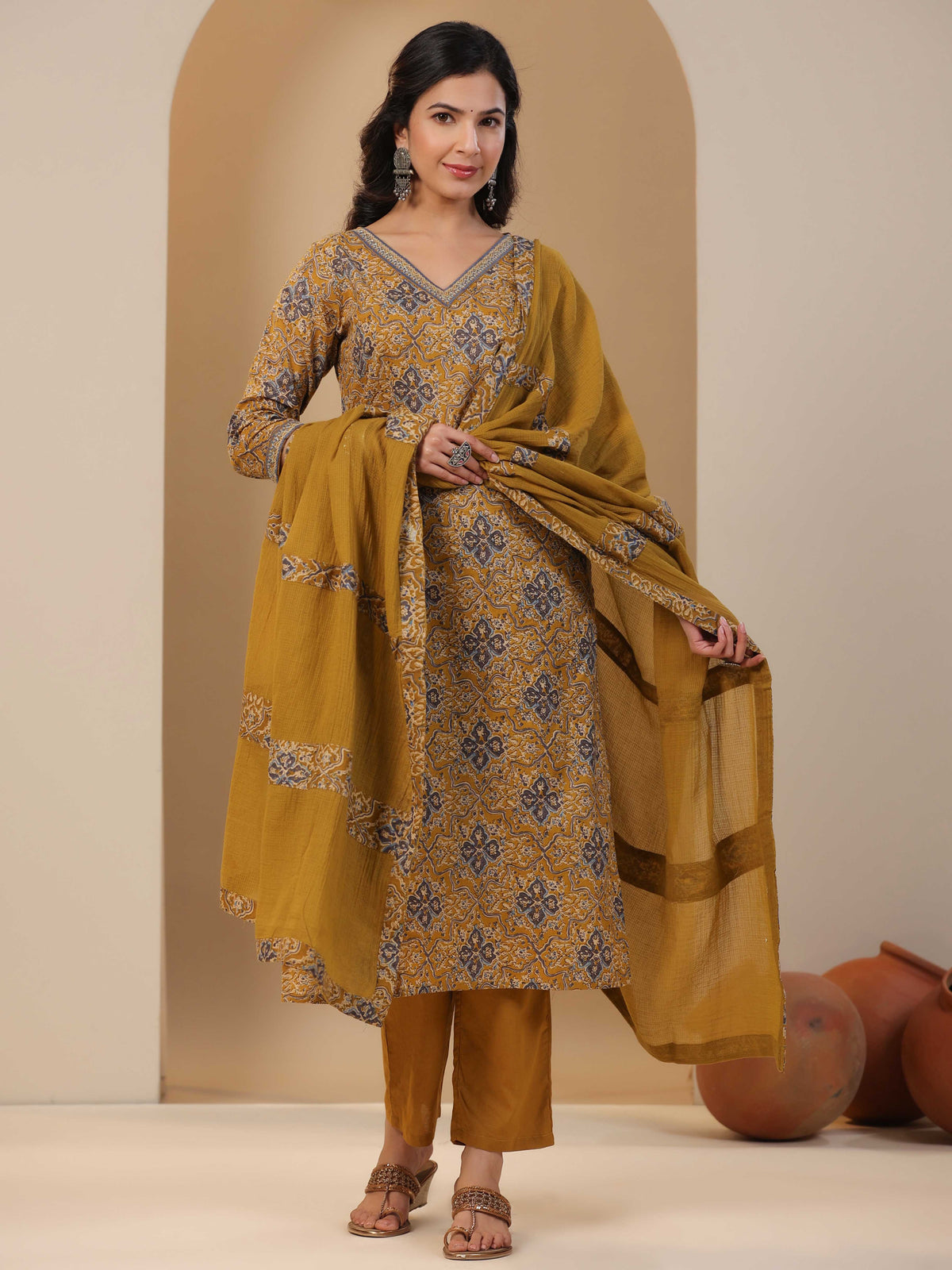 Floral Printed Cotton Stitched Suit Set