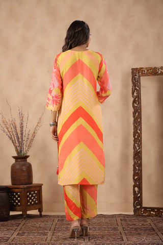 Sequin Embroidered Floral Printed Kurta Set