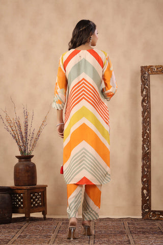 Sequin Embroidered Floral Printed Kurta Set