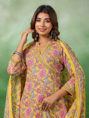 Printed Cotton Suit Set With Dupatta