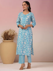 Floral Printed Cotton Kurta With Pants