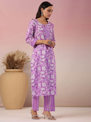 Floral Printed Cotton Kurta With Pants