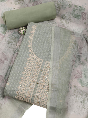 Neck Embroidered Tissue Unstitched Suit With Dupatta