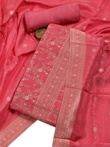 Woven Chanderi Unstitched Suit With Dupatta