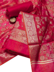 Woven Chanderi Unstitched Suit Piece With Dupatta