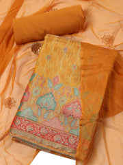 Neck Embroidered Handloom Unstitched Suit With Dupatta