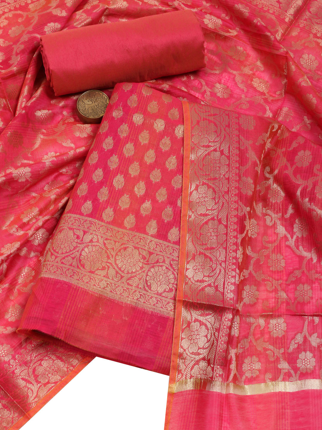 Rani Woven Design Chanderi Unstitched Dress Material