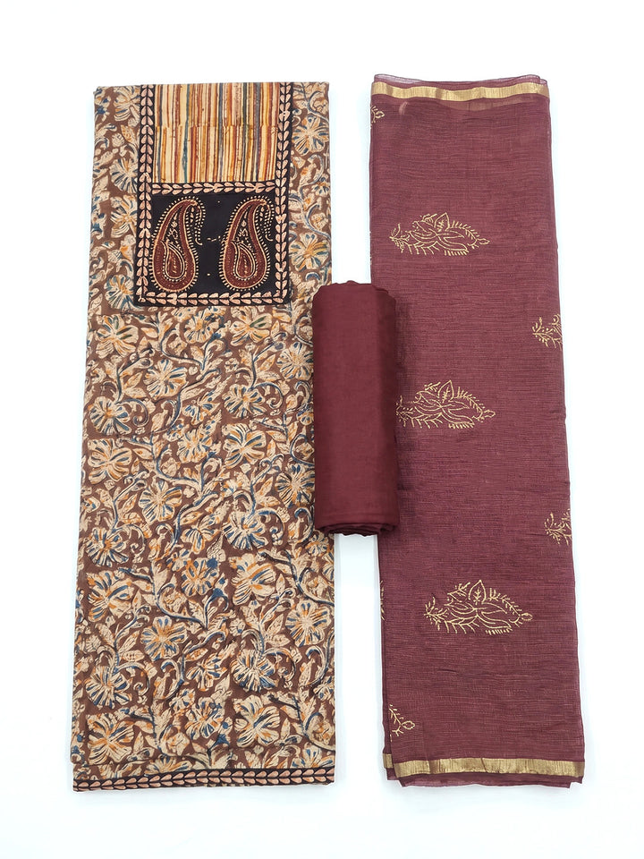 Printed Cotton Blend Unstitched Suit With Pant &amp; Dupatta