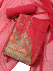 Neck Embroidered Handloom Unstitched Suit With Dupatta