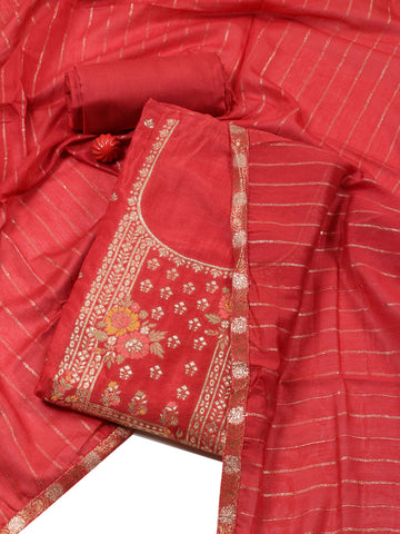 Woven Chanderi Unstitched Suit With Dupatta