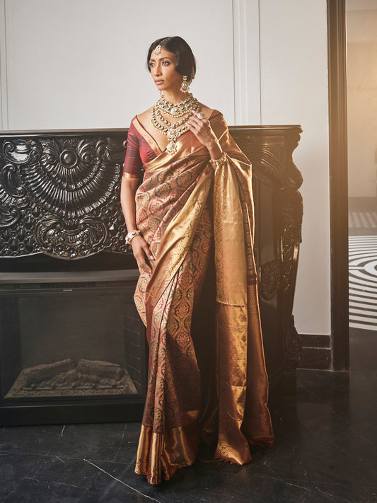 Brocade Zari Jaal Handloom Kanjivaram Woven Saree