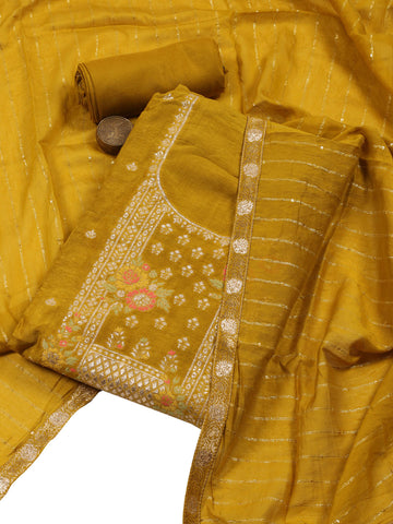 Woven Chanderi Unstitched Suit With Dupatta