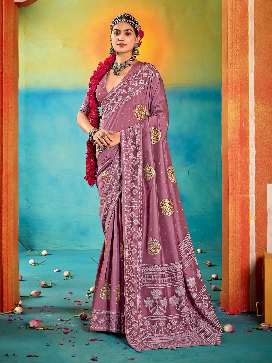 Abstract Print Art Silk Saree